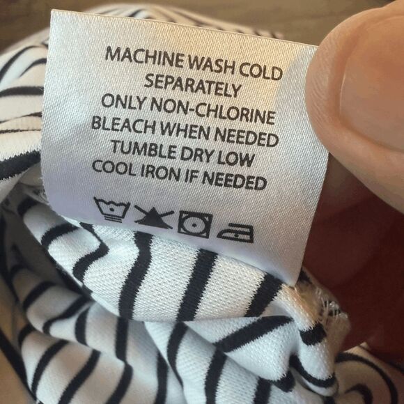 Devereux Men's Striped Collared Long Sleeve Polo Shirt Black White Size Medium - Picture 7 of 9